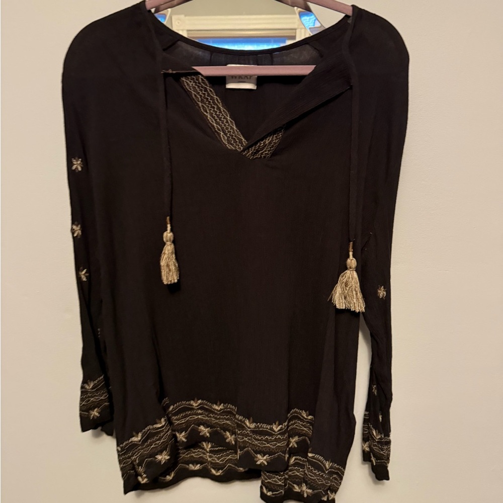 Black Embroidered Women's Top
